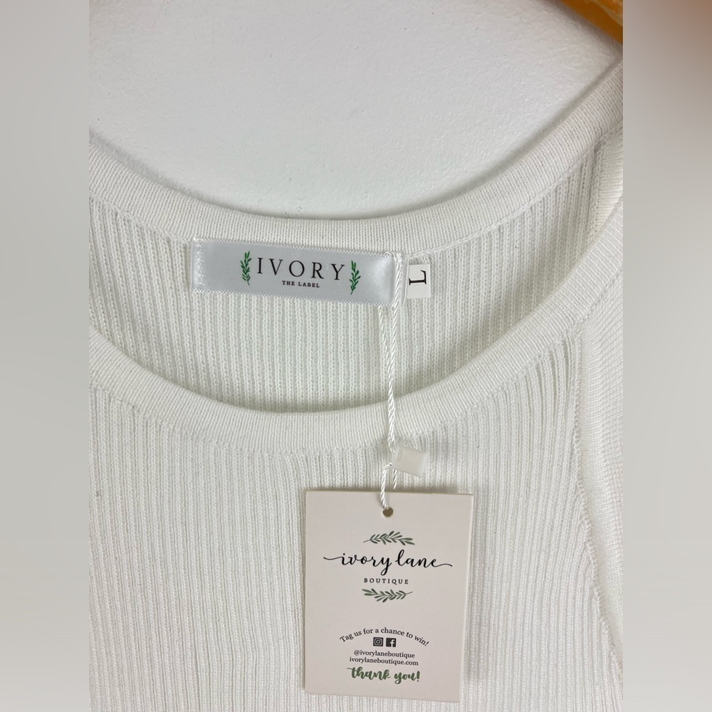 * NEW * IVORY THE LABEL White ribbed knit tank top * Size XL * - Picture 6 of 12